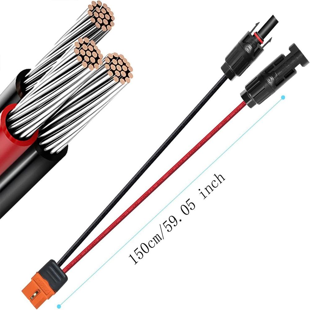 EROCK 59.05in 12AWG XT60I Solar Panel Extension Cable Intelligent Battery Plug Wire