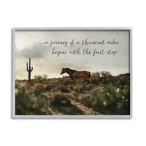 Journey Begins With First Step Scenery Animals & Insects Graphic Art Gray Framed Art Print Wall Art