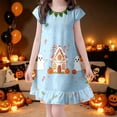 thumbnail image 2 of Curuila Toddler Child Girls Halloween Dress Flutter Sleeve Hallowmas Ghost Print Crew Neck For Party Comfortable Dresses Size 3-4 Years, 2 of 3