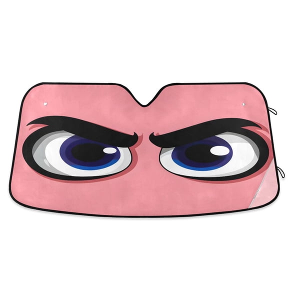 Yayeee Car Windshield Sun Shade Universal Fit Front Visor Protector, Pink Eyes Pattern