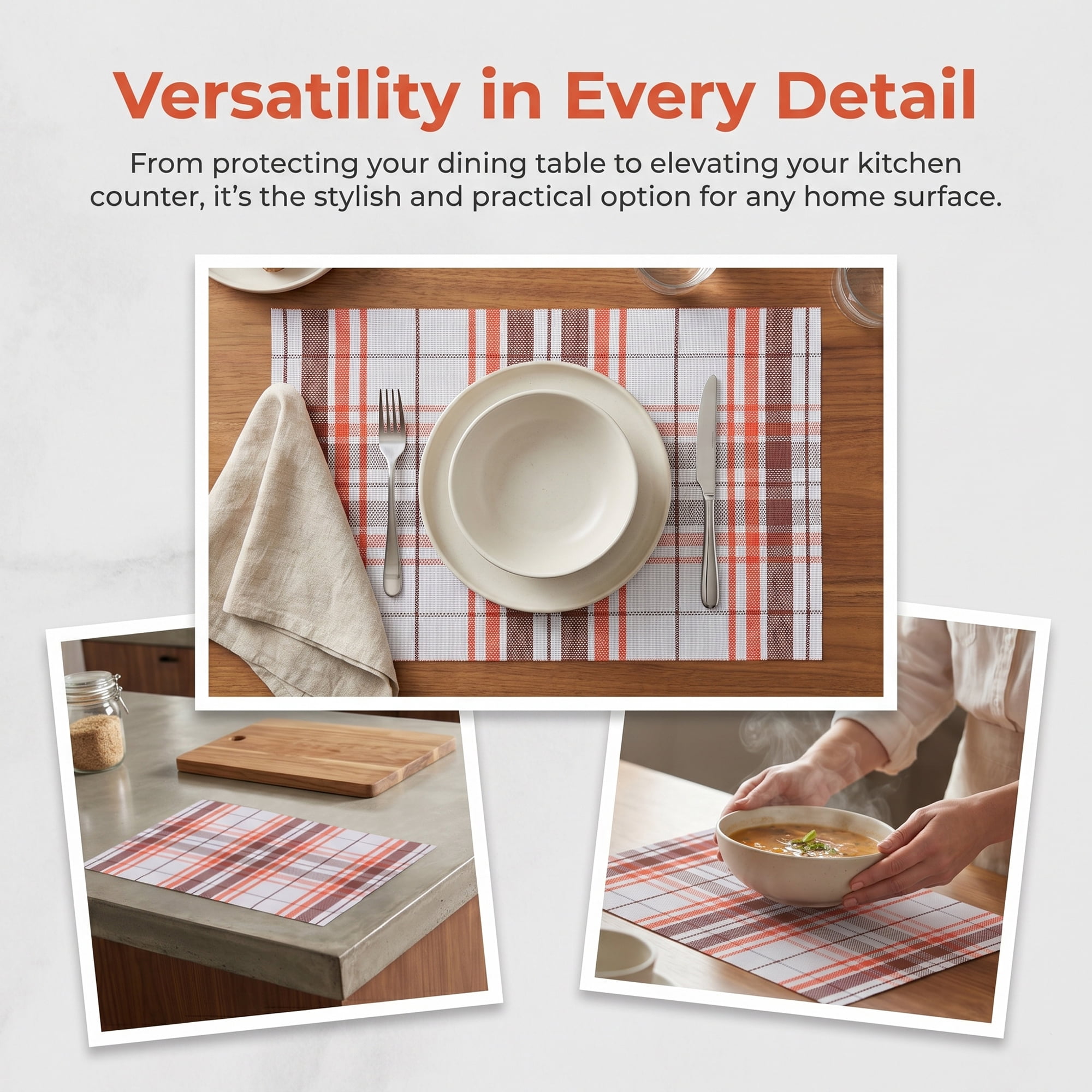 Unique Bargains Placemats Set of 6 Placemats for Kitchen Dining Table Washable Red