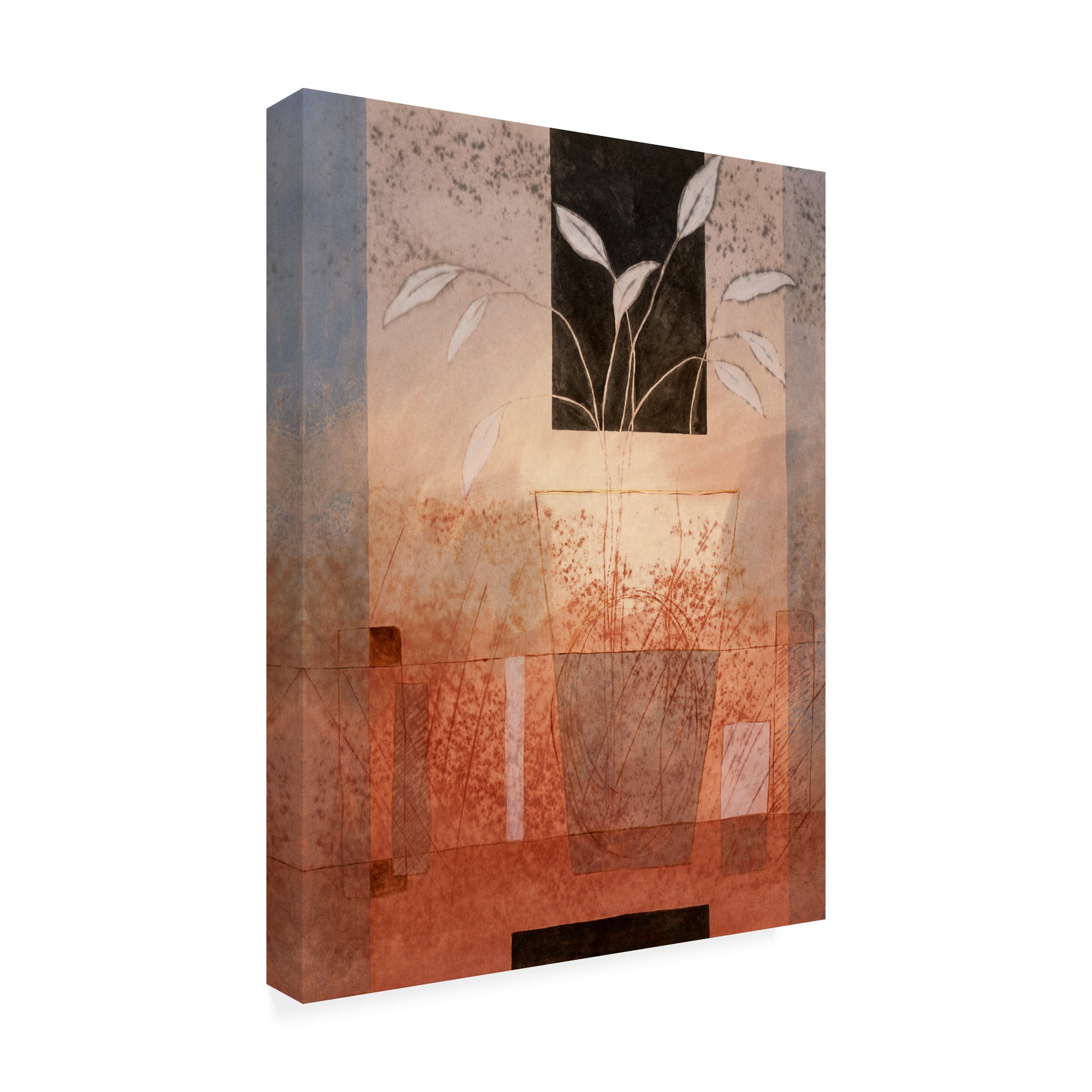 Trademark Fine Art 'Leaves In Vase On Orange' Canvas Art by Pablo Esteban