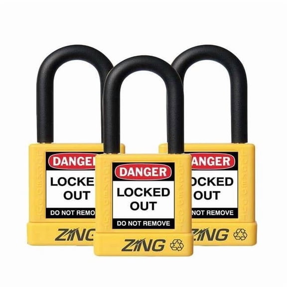 Zing Lockout Padlock,KA,Yellow,1-3/4"H,PK3 7068