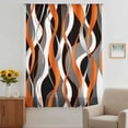 thumbnail image 3 of Abstract Stripes Sheer Curtains 45 Inches Long, Retro Modern Orange Black Gray Lines Light Filering Curtains, Breathable Simi Curtain Privacy Drapes for Kitchen Bathroom Small Window Treatment, 3 of 9