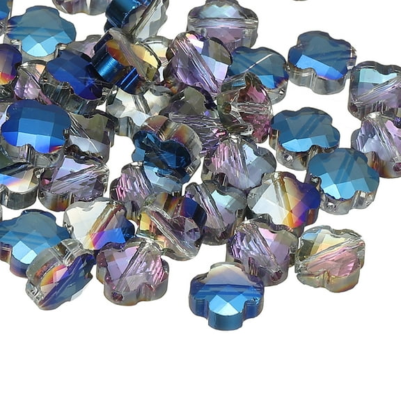 Glass Beads, 100 Pcs 8mm Shamrock Charm Transparent Crystal Glass Beads Clear Jewelry Making Supplies for Bracelets DIY Crafts, Red Blue