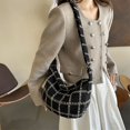 thumbnail image 3 of Bolso bandolera para mujer Bolso de hombro con patrón de cuadros Bolso de mano informal (negro), 3 of 6