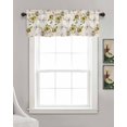 thumbnail image 3 of Beige Floral Bee Linen Curtain Valance for Bedroom/Bathroom/Kitchen/Office/Living/Dining Room Window,Boho Bohemia Plant Middle Century Dots Pocket Topper Drapes Decorative Cafe Drapery Panel 54"x18", 3 of 6
