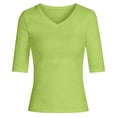 thumbnail image 2 of Womens Short Sleeve Sweater Summer V Neck Tops Casual Knit Shirts Lightweight Pullover Top Fashion Mid Sleeve T Shirt(Green,XXXXXL/.......), 2 of 2