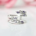 thumbnail image 2 of 0.35Ct Purple Amethyst and White Diamond Open Leaf Ring Enhancer Wrap in 925 Sterling Silver, 2 of 7