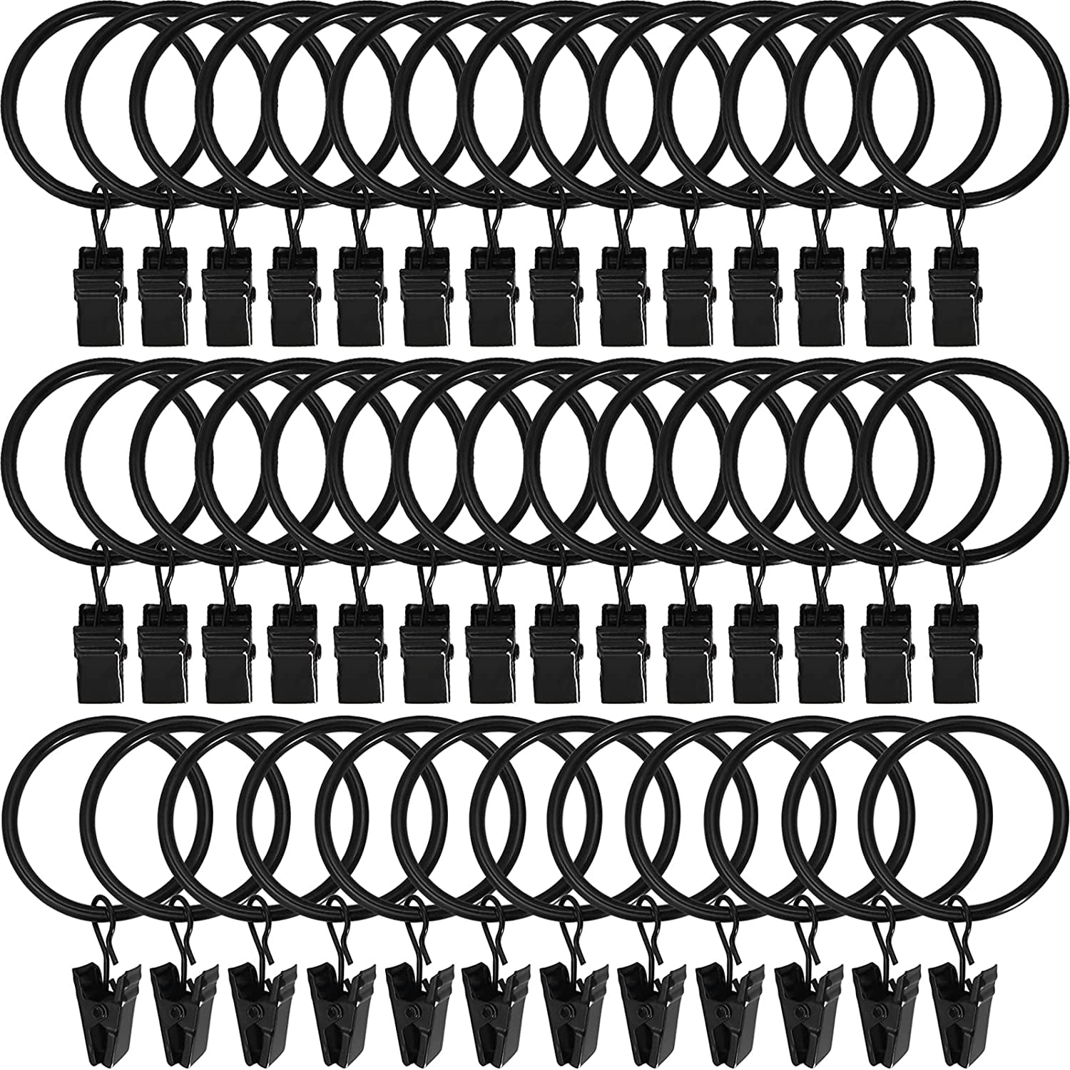 40 Pack Metal Curtain Rings with Clips, Curtain Clip Rings Hooks for