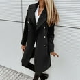 thumbnail image 2 of WCMZJ Women's Winter Double Breasted Midi Long Wool Pea Coat Notch Lapel Winter Trench Coat Wool Blend Over Coats Long Jackets Black S, 2 of 6