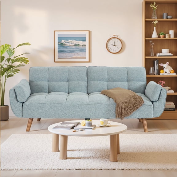 Sxbhfuj Comfortable Futon Sofa Bed with Adjustable Backrests & Armrests, Modern Convertible Couch Sofa for Small Spaces, Living Room, Corduroy Futon Sofa Bed, Gray
