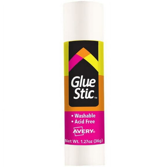 Avery-4PK Permanent Glue Stic, 1.27 Oz, Applies White, Dries Clear