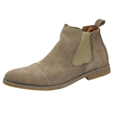 XDDST Shoes for Men Reverse Suede Boot Men English Work Clothes Boots Outdoor Casual Leather Boots