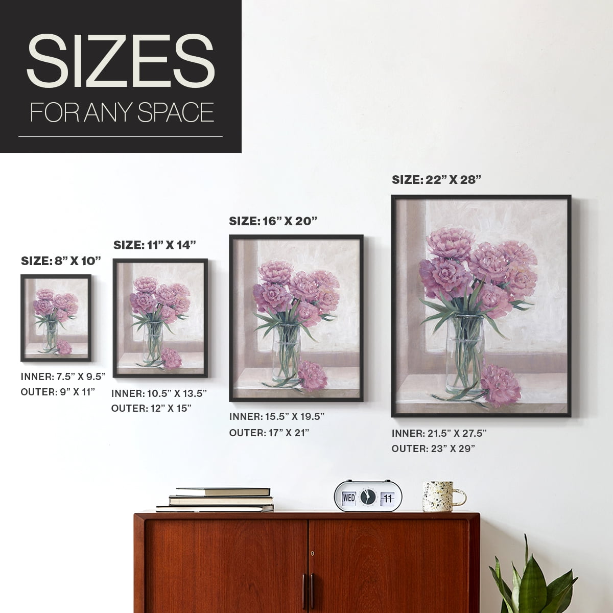 Windowsill Floral II Framed Print - Solid Wood in Single Picture Frame Solid Wood 2 Framed Print