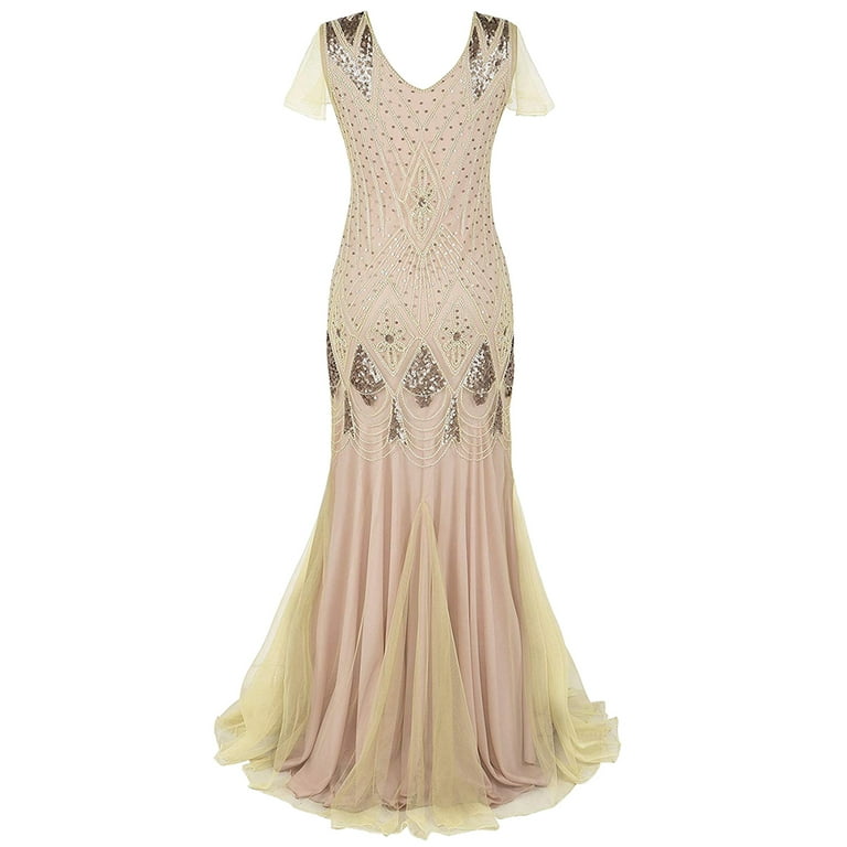wedding dresses rose gold Women's Jella Sequin Maxi Dress Apricot S/M/L/XL/XXL/Customize MEAN BLVD main image 1