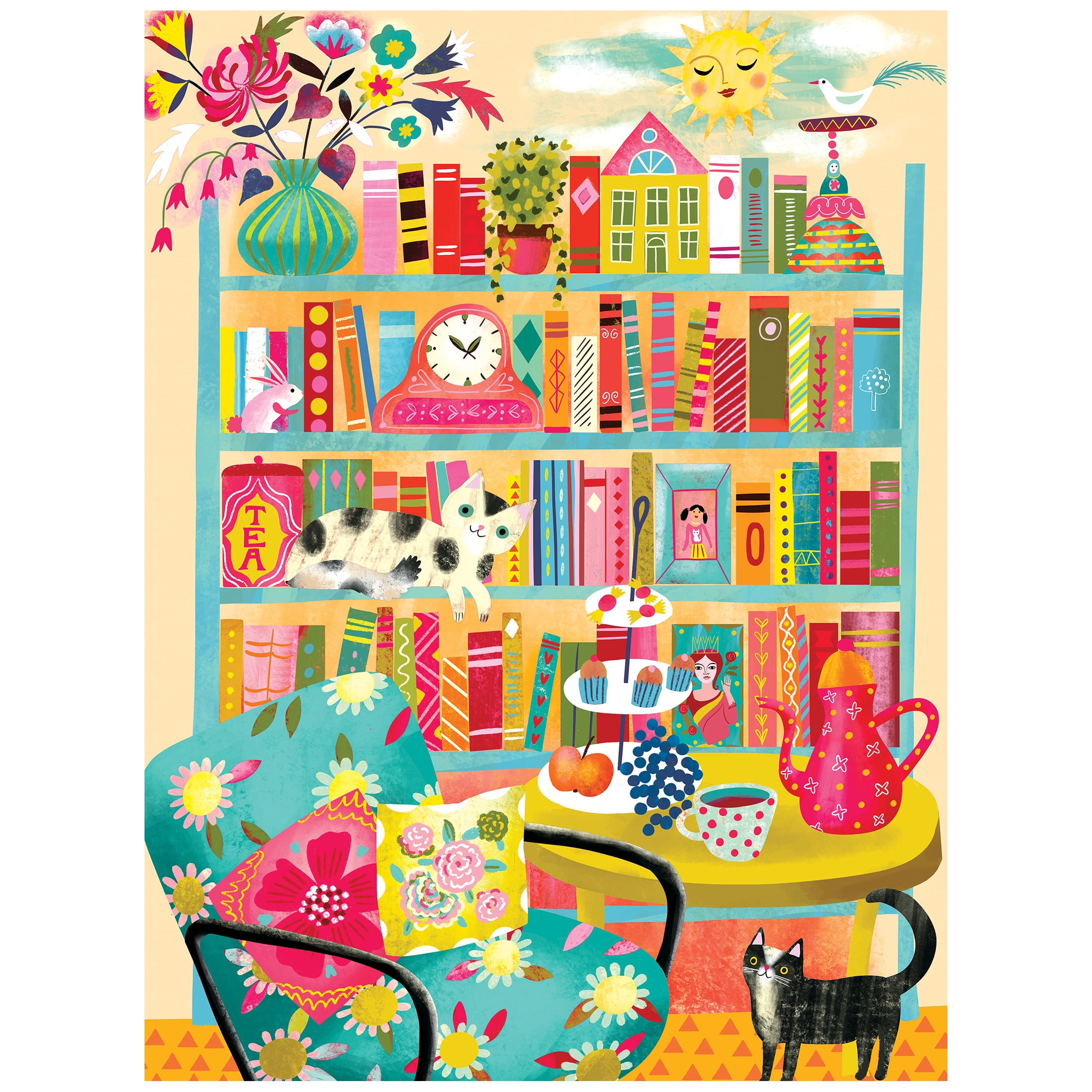 RoseArt - Vertical Visions 500 pièces - Bibliothèque avec chats - Puzzle à emboîter pour adultes