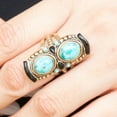 thumbnail image 2 of Double Up Blue Turquoise and Black Onyx Golden Ring, 2 of 5