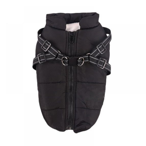 Dog Coat with Harness Pet Warm Fleece Jacket Small Large Dog Vest Harness Puppy Winter 2 in 1 Outfit Cold Weather Coat for Smal Medium Large Dog