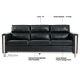 thumbnail image 3 of 3 Seater Sofa Couch with Side Pocket and Thick Seat Cushions, PU Leather Upholstered Recliner Sofa with Pine Wood Frame and Rubber Wood Legs, Comfy Accent Sofa Chair for Living Room, Bedroom, Black, 3 of 7