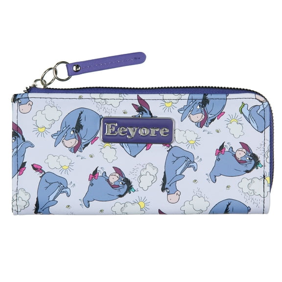 Disney Winnie The Pooh Eeyore Partly Cloudy and Rain Character Design Faux Leather Full Zip Wallet