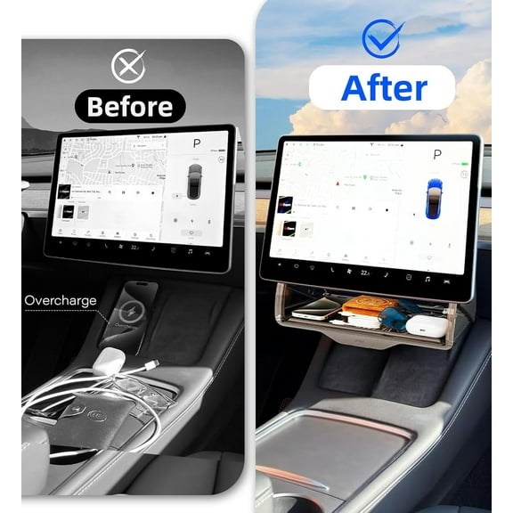 Under Screen Storage for Tesla Model 3 Y 2016-2025with Anti-Slip Silicone Pad