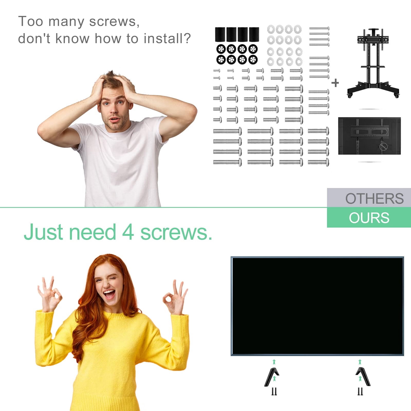 TV Legs for TCL Roku TV Stand Legs,Roku Tv Legs And Screws,Replacement Black Legs for TCL Smart TV Base Stand for 32 40 49 50 55 Inch with Screws(Black)
