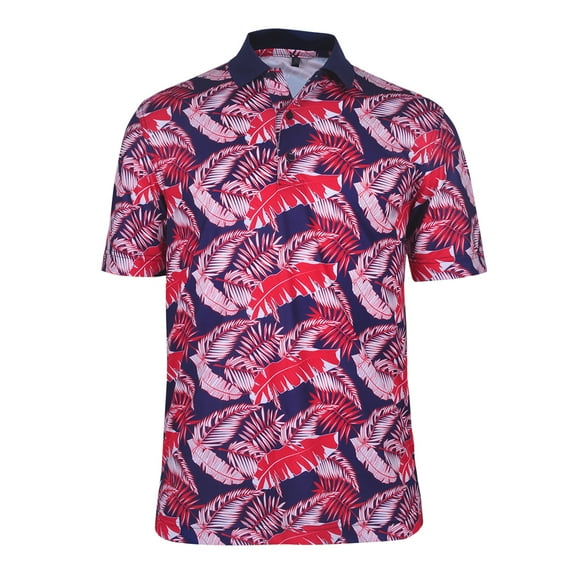 Monterey Club Men's Palm Leaves Print Golf Polo Shirt #1695