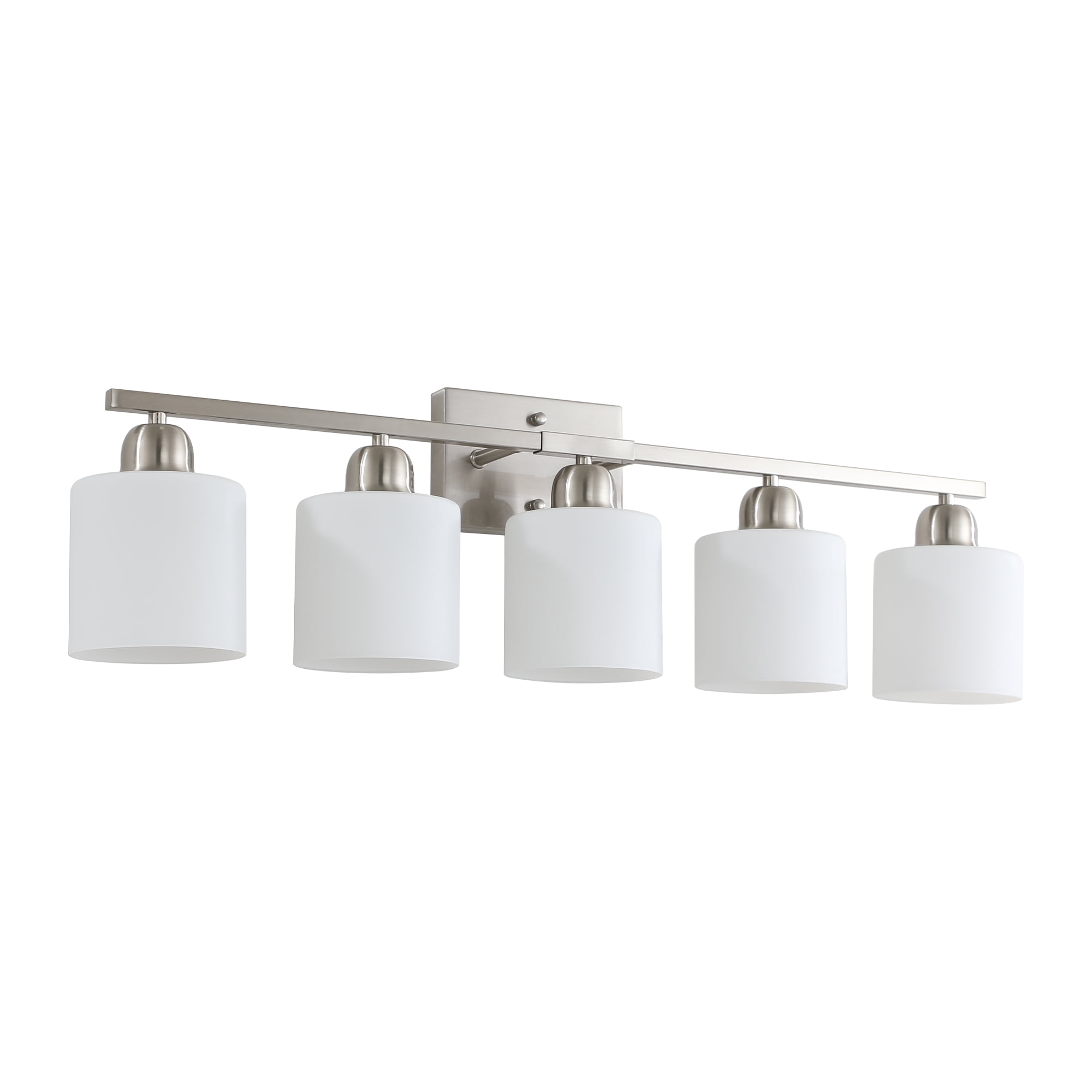 Jopath 5-Light Modern Vanity Light Over Mirror, Wall Sconces with Milky White Frosted Glass Shades for Bathroom, Hallway, or Bedroom Nickel (Bulbs Not Included)