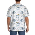 thumbnail image 3 of Lsque Music Shark print Men's Cuban Collar Short Sleeve Shirt Summer Beachwear Casual Button Down Fashionable Vacation Leisure Shirt-Medium, 3 of 7