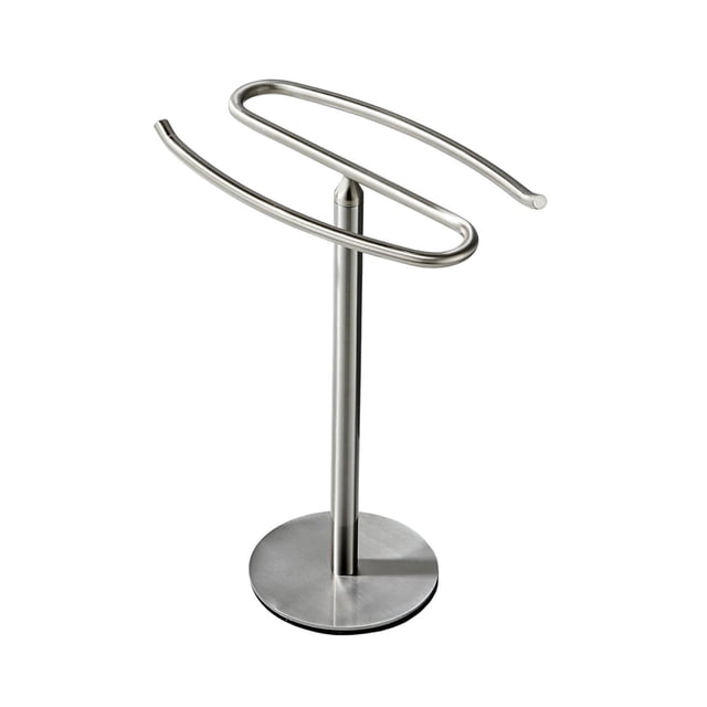 Toallero de baño con base, resistente al óxido, organizador de baño, soporte para toallas de mano para cocina, tocador de hotel Plata