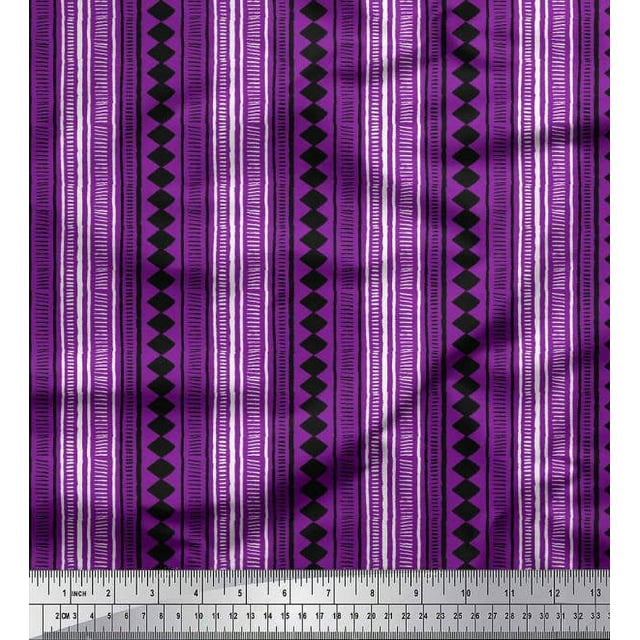 Soimoi Toile de Velours Rayée & Tissu de Décor Bloc Diamant Imprimé Yard 58 Pouces de Large