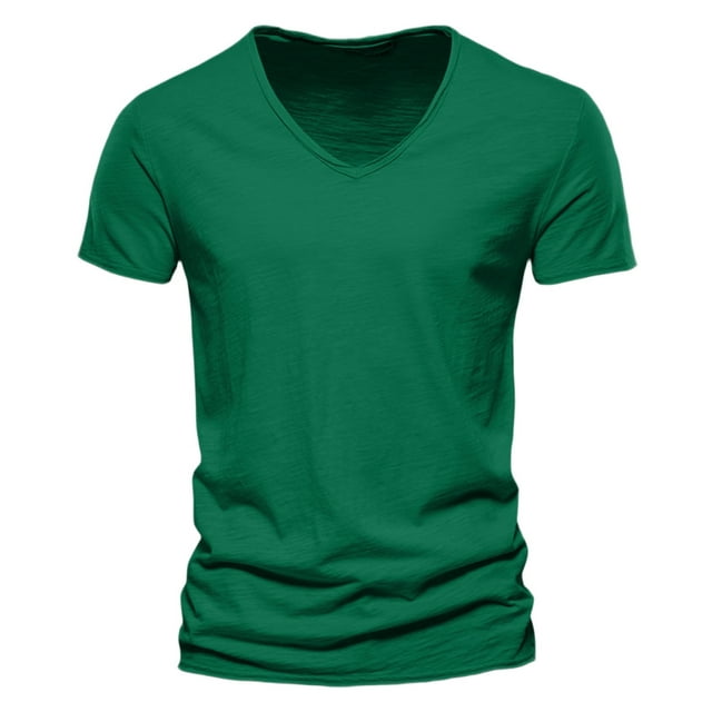 Men's Casual V Neck T Shirts Loose Fit Comfortable Stretchy Pure Color Summer Tee For Daily Wear With Shorts