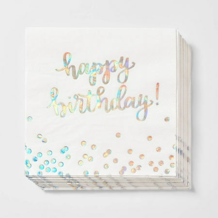30ct Lunch Napkins 'Happy Birthday' Iridescent