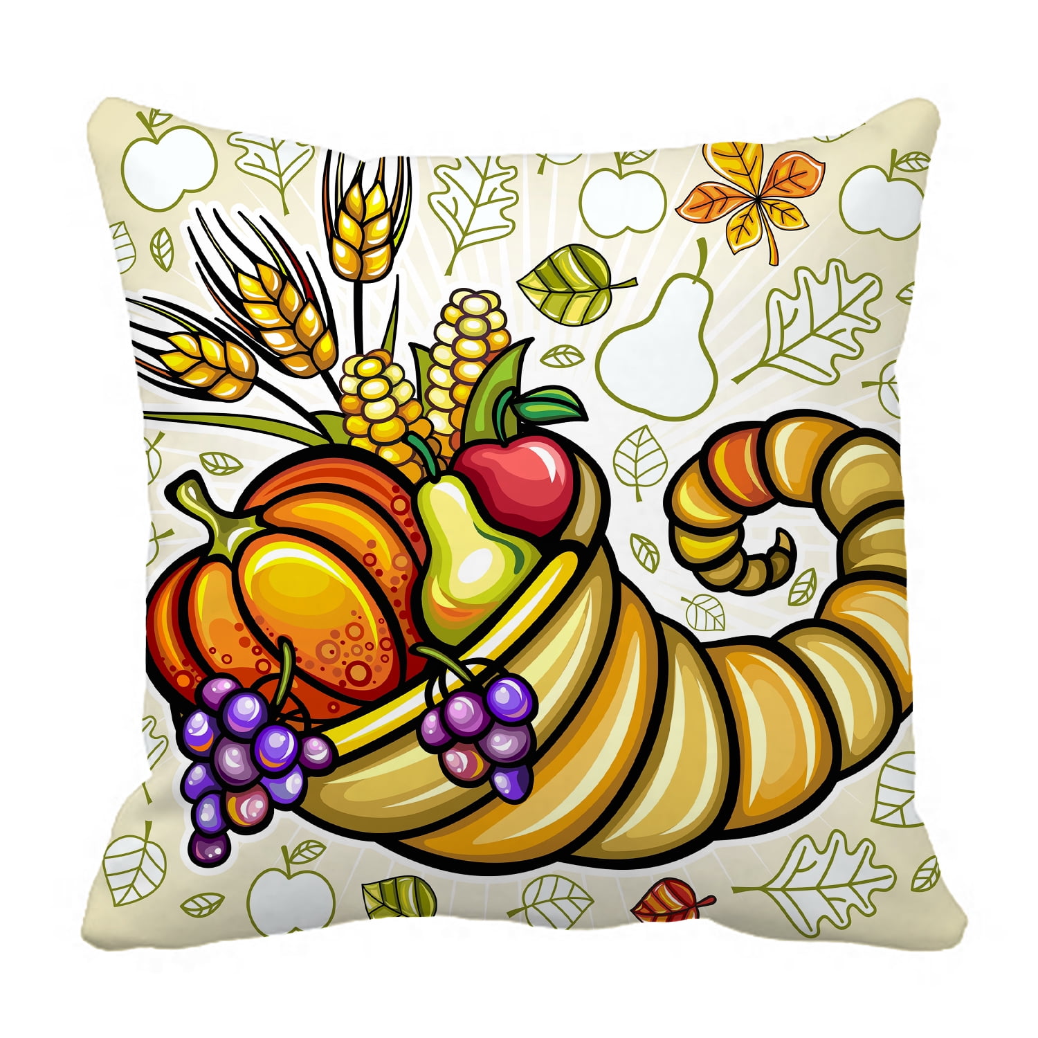 YKCG Thanksgiving Theme Harvest Cornucopia Pillowcase Pillow Cushion