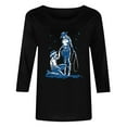 thumbnail image 4 of GaThRRgYP Hoodies for Women Plus Size on,Women's New 3/4 Sleeve Western Style Printed Casual Top T-shirt Black M, 4 of 4