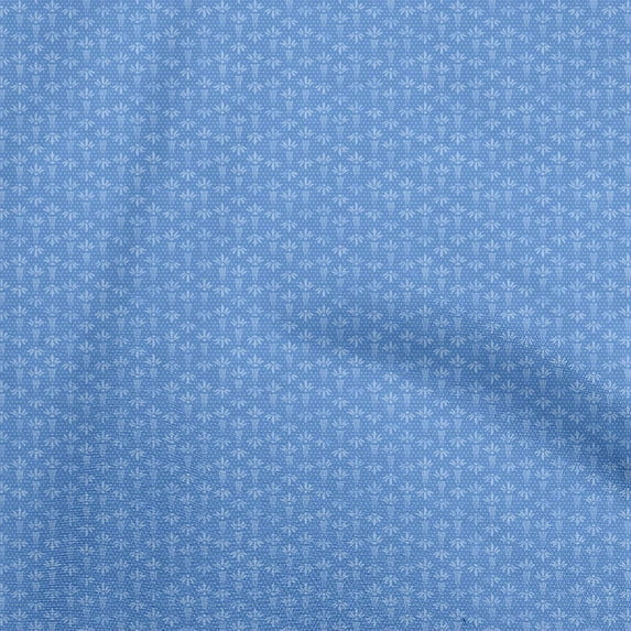 oneOone Rayon Medium Blue Fabric Asian Block Sewing Material Print Fabric By The Yard 56 Inch Wide
