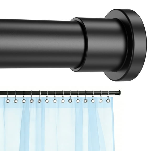 GPED Adjustable Spring Tension Closet Rod for Hanging Clothes, 31 to 80 Inch, 1 Inch Diameter Closet Shelves, Easy No-Drill Installation, Rust-Resistant Stainless Steel, Black