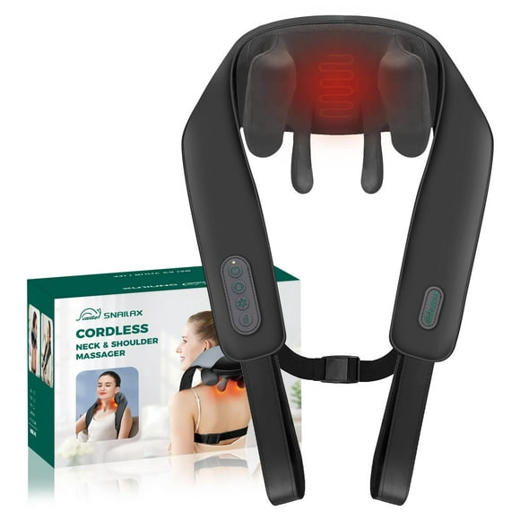 Snailax Masseur de Cou Sans Fil avec Chaleur, Masseur Shiatsu 4D pour Cou et Dos Cadeaux Fête des Pères