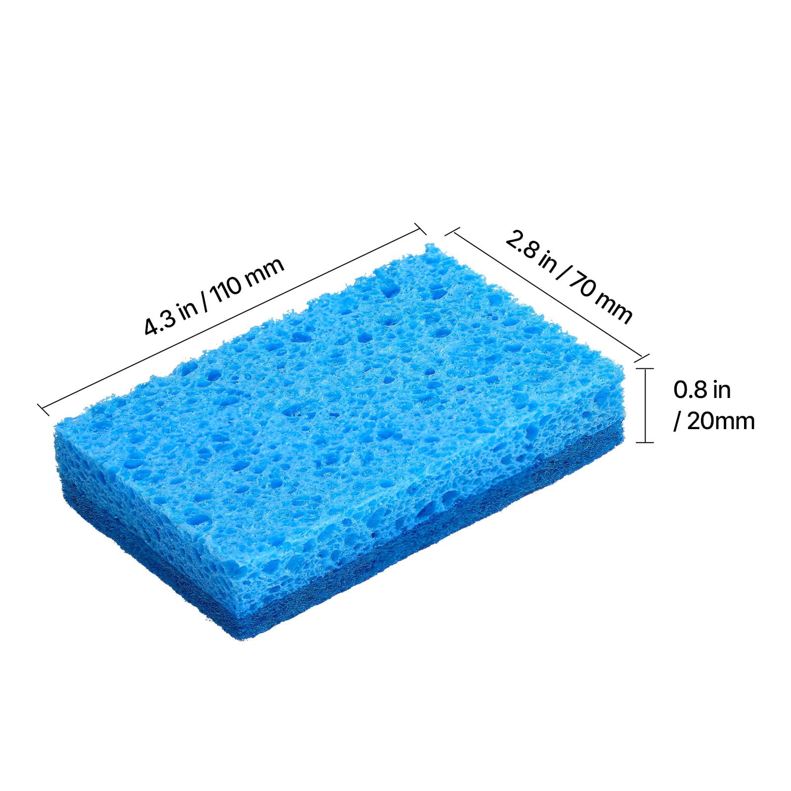 Wood Pulp Cotton Scouring Pads Double-Sided, Dual Layer Dishwashing Cleaning Sponge, Quick-Drying Odor Resistant Rich Foam Scrubber for Kitchen