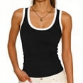 thumbnail image 7 of Womens Sleeveless Scoop Neck Tank Top Ribbed Fitted Summer Basic Slim Cute Tops Black M, 7 of 7