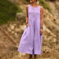 thumbnail image 4 of QIYAGBSA Sleeveless Maxi Dress for Women, Loose Fit Round Neck with Pockets for Summer Vacation, 4 of 8