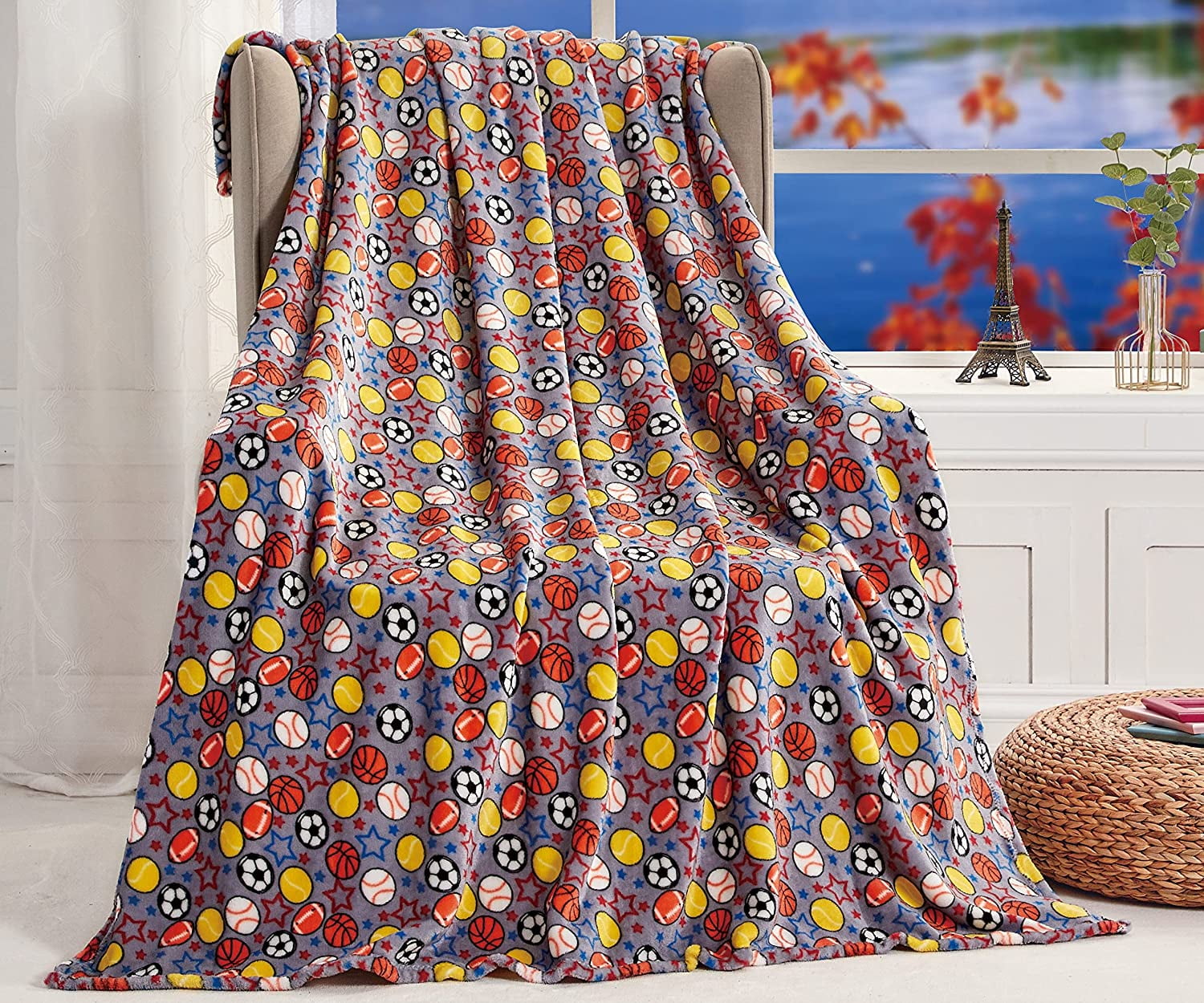 Elegant Comfort Lightweight Printed Throw Blanket All Season, Ultra