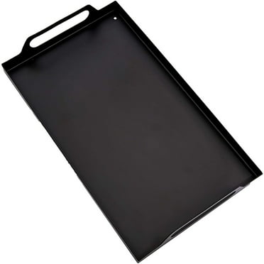 Black Metal Serving Tray with Handles for Coffee Table, Living Room, Rustic Style Home Decor (15 x 9 x 2 In)