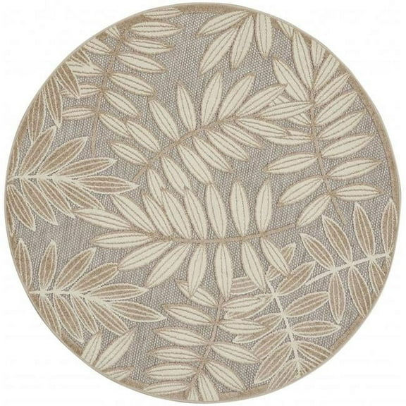 5 ft. 3 in. Leaves Indoor & Outdoor Round Rug, Natural