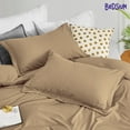thumbnail image 3 of Bedsium Duvet Cover Cotton Solid - Duvet Cover 3 pcs, Includes 1 Duvet Cover Taupe 3 pcs, Includes 1 Duvet Cover - Alaskan King (132x120) with Zipper Closure & 2 Pillow Shams, NO Comforter, 3 of 4