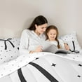 thumbnail image 6 of Feelyou Princess Kawaii Bow Queen Comforter Set for Kids, Black Cartoon Stars Bedding Sets, Cute Bowknot Reversible Bedding Comforter Set, Microfiber Bedroom Decor, 3pcs, 6 of 9