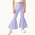 thumbnail image 4 of newwalpole Girl's Flare Leggings High Waist Bell Bottom Pants Dance Casual Pants Kids Print Stretch Hippie Pants Gray for Size 3-4 Years, 4 of 8