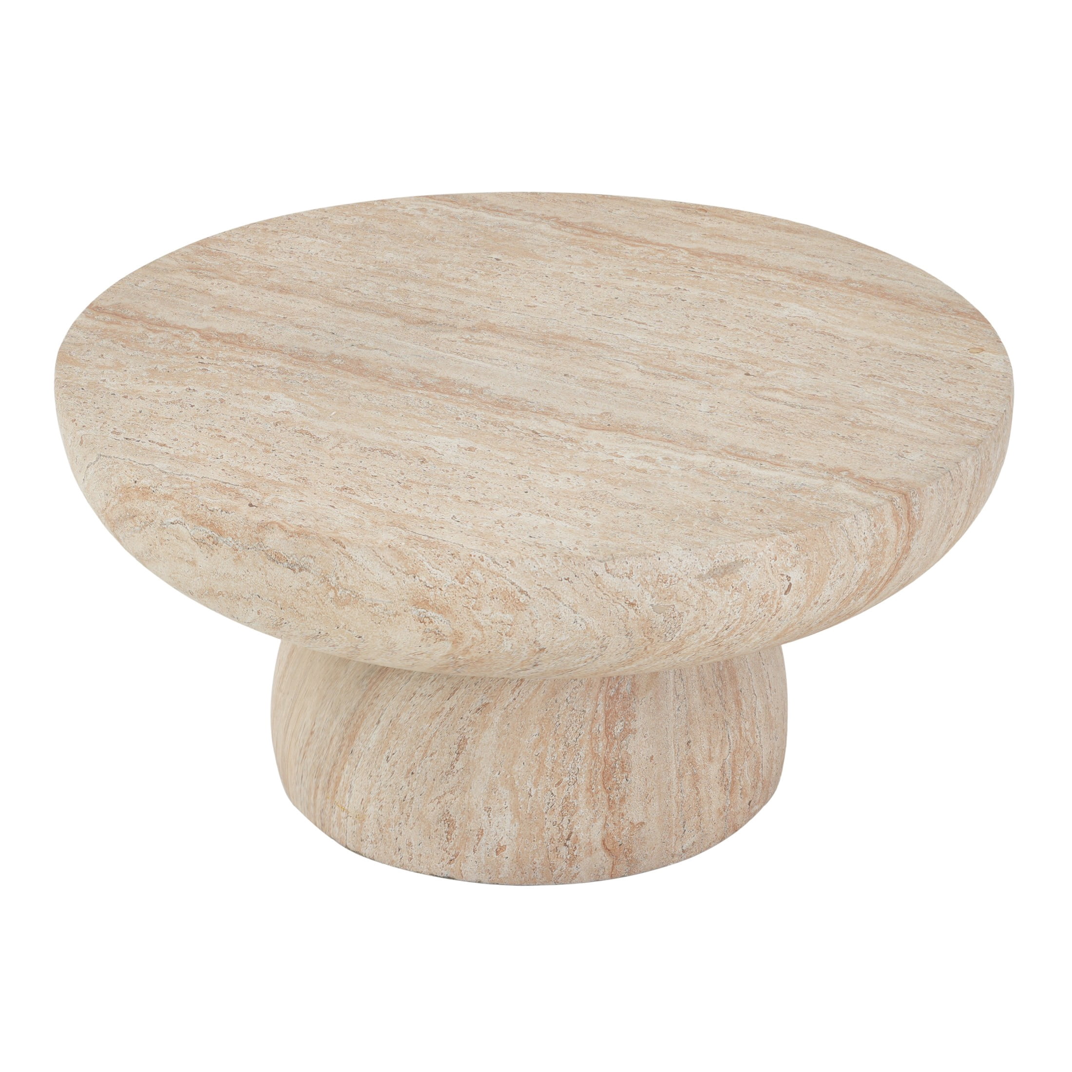 Christopher Knight Home 27.5" Round MGO Coffee Table, Indoor/Outdoor Modern Accent Table, Travertine Finish