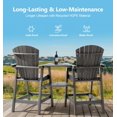 thumbnail image 5 of Tall Adirondack Chair Set of 2 with Removable Double Connecting Trays, Recycled HDPE with Wood Grain, Weather Resistant, Outdoor Adirondack Barstools for Deck, Balcony, Patio, Backyard, 5 of 7